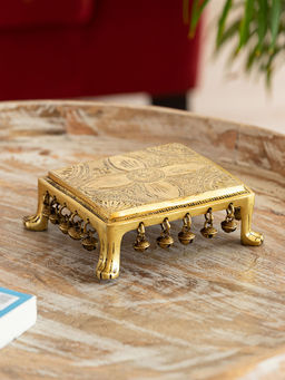 ExclusiveLane - Mandala Hand Carved Decorative Brass Pooja Chowki