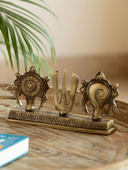 ExclusiveLane - Shankh Chakra Namah Hand Carved Religious Brass Showpiece Idol