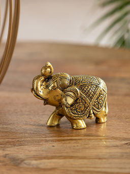 ExclusiveLane - Brass Elephant Hand Carved Decorative Showpiece Figurine