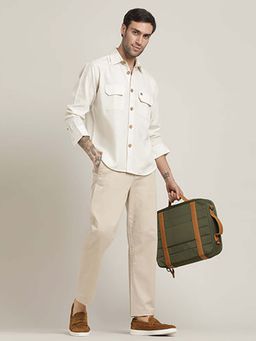 Saltpetre - Beige Utility Shirt with Front Flap Pockets Paired with Relaxed Fit Chinos