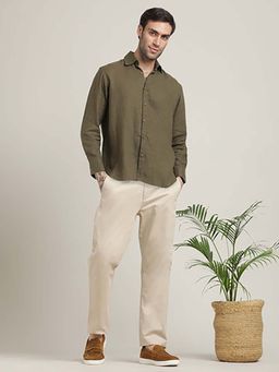 Saltpetre - Olive Relaxed Fit Linen Blend Shirt and Relaxed Fit Cotton Chinos