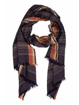The Tie Hub - Navy Blue With Gold Striped Pure Viscose Scarf