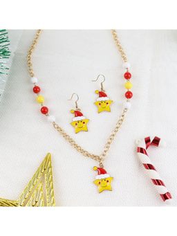 Asthetika Kids - Christmas Star Necklace Earrings Set - Red , Yellow