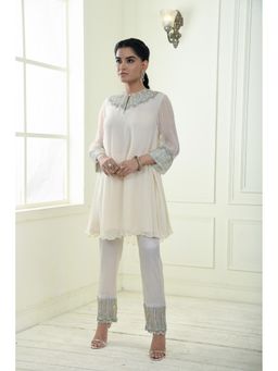Sonia Baderia - Off White Divine Embroidered Boho Kurta and Pant ((Set of 2)