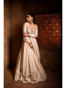 Sonia Baderia - Off White Divine Embroidered Lehenga with Blouse and Dupatta (Set of 3)