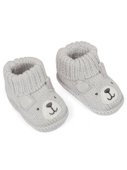 Baby Moo - Bear Newborn Crochet Socks Booties - Grey