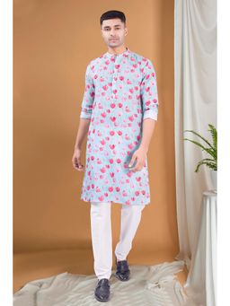 SHIWAM ETHNIX - Blue Men's Pastel Kurta With Pyjama - Tropical Paradise