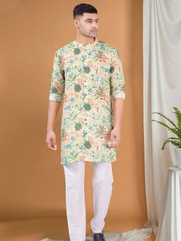 SHIWAM ETHNIX - Yellow Men's Pastel Kurta With Pyjama - Tropical Paradise