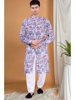 SHIWAM ETHNIX - Purple Men's Pastel Kurta With Pyjama - Tropical Paradise