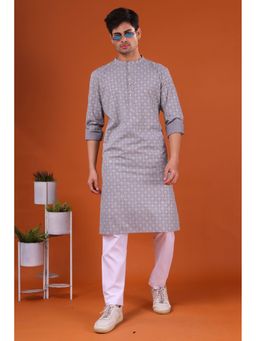 SHIWAM ETHNIX - Grey Men's Cotton Kurta With Pyjama Udaipur Collection.