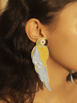 Digital Dress Room - Colourful Beaded Parrot Danglers Earrings