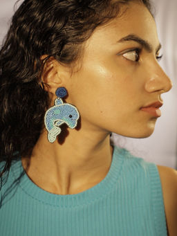 Digital Dress Room - Colorful Beaded Dolphin Dangler Earrings