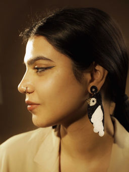 Digital Dress Room - Colorful Beaded Bird Dangler Earrings