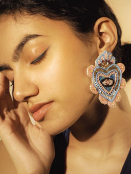 Digital Dress Room - Colourful Beaded Heart Stud Earrings