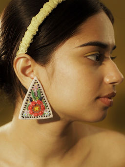 Digital Dress Room - Colourful Beaded Flower Geometric Shape Earrings