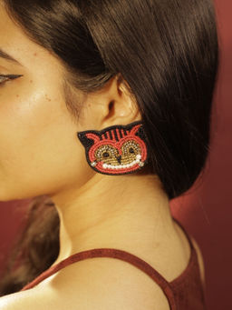 Digital Dress Room - Colorful Beaded Cat Face Stud Earrings