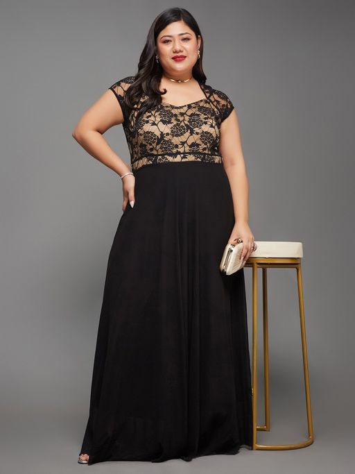 chinese dress ladies Adalyne Lace Halter Maxi Dress Black Curve main image 0