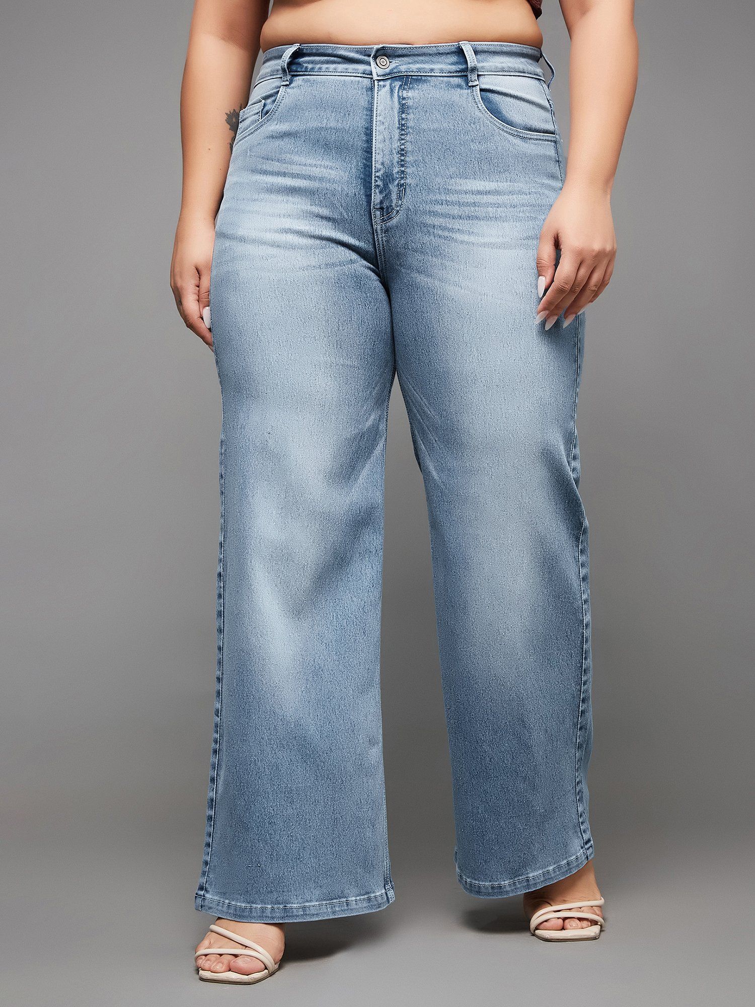 miss chase A+ Curve Collection Plus Size Light Blue Wide-Leg High Rise Denim Jeans-picture-13