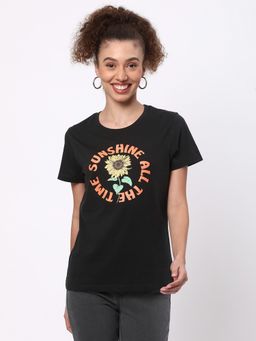 R&B - Women Grey Graphic Casual T-Shirt