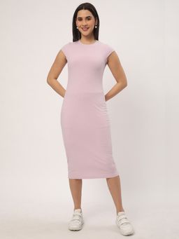 R&B - Lavender Viscose Solid Midi Dress