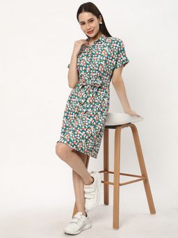 R&B - Multi-Color Polyester Floral Midi Dress