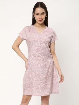 R&B - Beige Polyester Floral Mini Dress