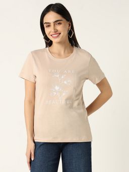 R&B - Women Pink Graphic Casual T-Shirt