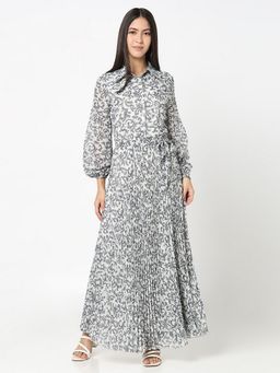R&B - Ivory Polyester Printed Maxi Dress