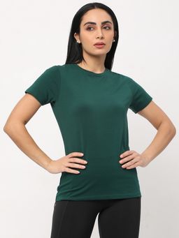 R&B - Women Green Solid Casual T-Shirt