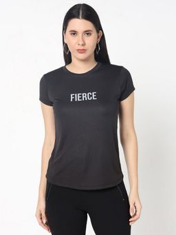 R&B - Women Black Typography Casual T-Shirt