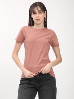 R&B - Women Pink Solid Casual T-Shirt