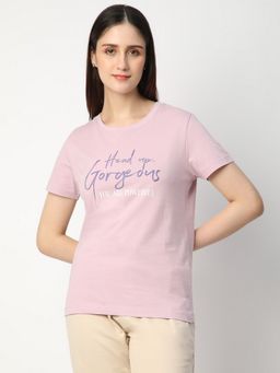 R&B - Women Lavender Graphic Casual T-Shirt