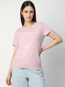 R&B - Women Lavender Graphic Casual T-Shirt