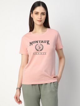 R&B - Women Pink Graphic Casual T-Shirt