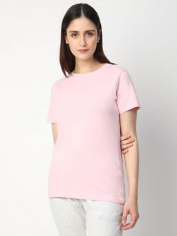 R&B - Women Pink Solid Casual T-Shirt