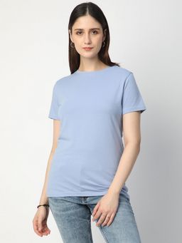 R&B - Women Blue Solid Casual T-Shirt