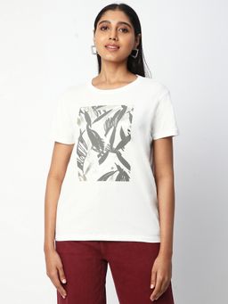 R&B - Women Ivory Graphic Casual T-Shirt