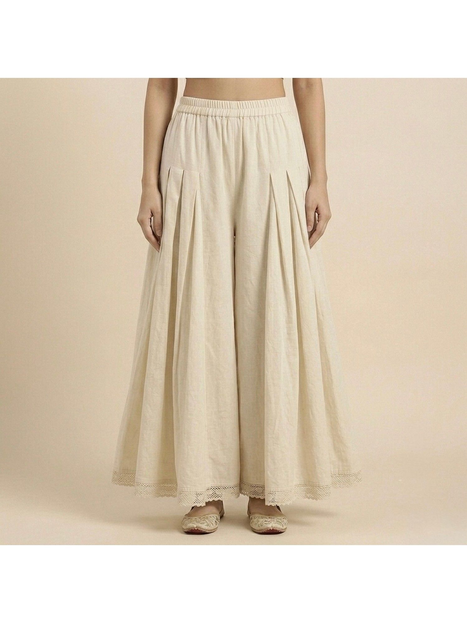 bcz style Beige Wide Leg Mid Waist Palazzo-picture-35