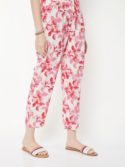 max - Off White Floral Print Straight Pant