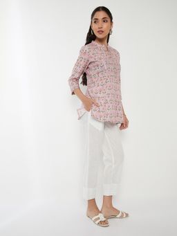 max - Beige Embroidered Straight Pant