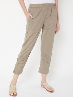 max - Grey Embroidered Straight Pant