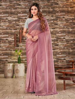 Tikhi Imli - Pink Colored Saree with Unstitched Blouse