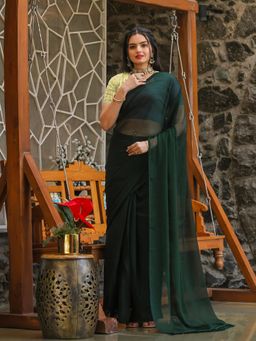 Tikhi Imli - Green Colored Saree with Unstitched Blouse