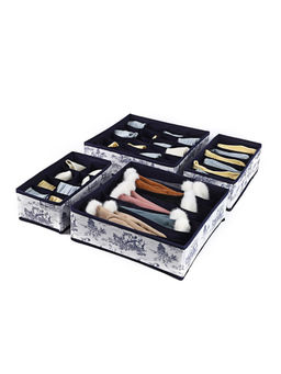 House of Quirk - Foldable Storage Box Drawer Divider Organizer Closet Storage Blue (Pack of 4)