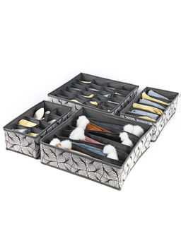 House of Quirk - Foldable Storage Box Drawer Divider Organizer Closet Storage Grey (Pack of 4)