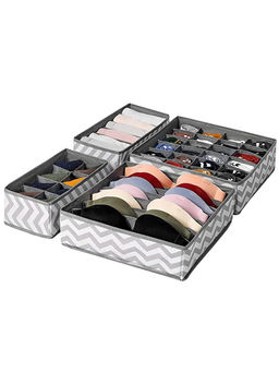 House of Quirk - Foldable Storage Box Drawer Divider Organizer Closet Storage Wave (Pack of 4)