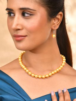 Silvermerc Designs - Golden Pearl Necklace and Earring Set