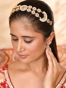 Silvermerc Designs - Gold-Plated Kundan And Pearl Matha Patti For Women