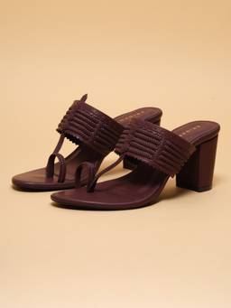 ERIDANI - Women Niva Cherry Embellished Toe Loop Block Sandals Heels