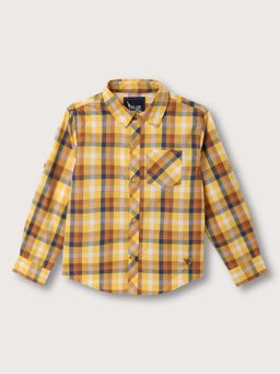 Blue Giraffe - Boys Multi-Color Checked Spread Collar Full Sleeves Shirt